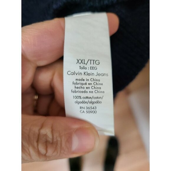 CALVIN Klein Jeans Mens Navy Blue 1/4 Zip Cotton Pullover Knit Sweater Size XXL - Picture 6 of 7